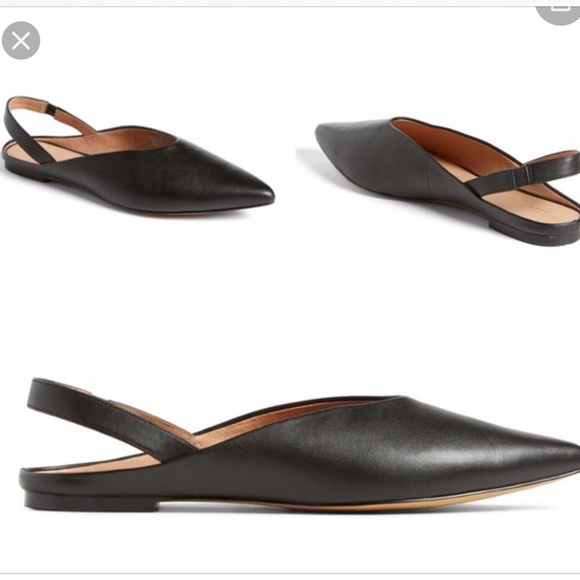 Halogen Sadie Black Leather Slingbacks